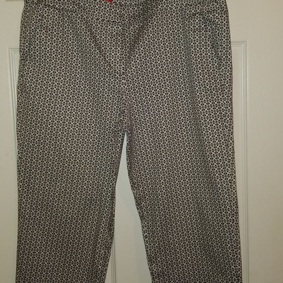 Donna Ricco Blue White  Geometric Print  Pants - Picture 2 of 6